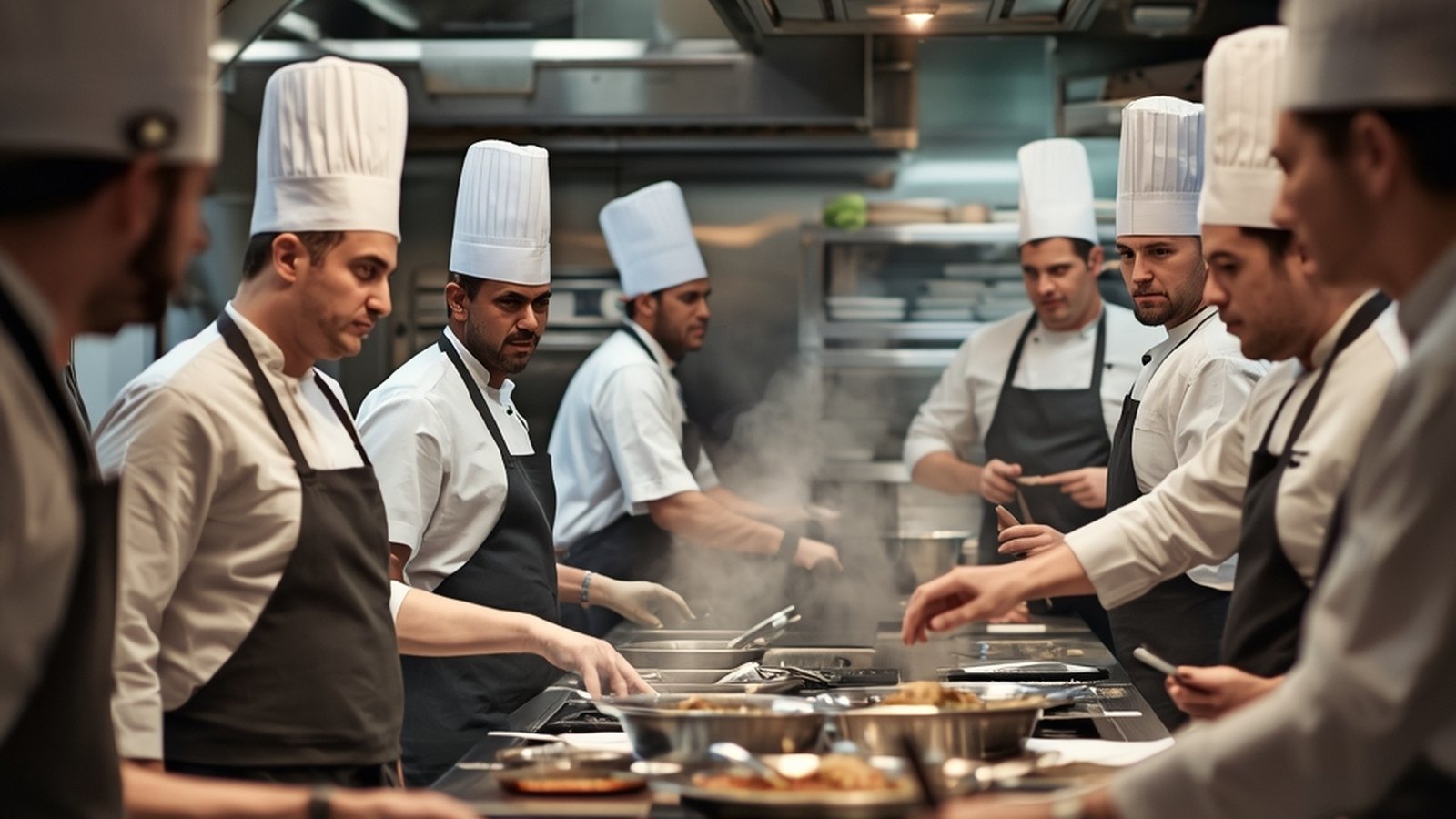 kitchen stress during peak hours professional restaurant team